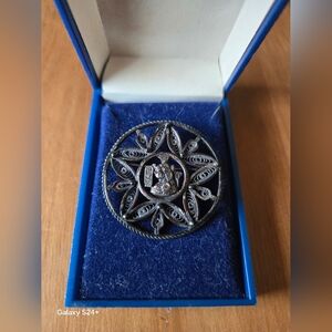 Vintage Silver Sterling Brooch with Intricate Design